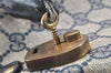 Authentic GUCCI Sherry Line Hand Boston Bag GG PVC Leather Navy Blue 0697J