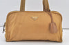 Authentic PRADA Nylon Leather Shoulder Hand Bag Purse Brown Yellow 0697K