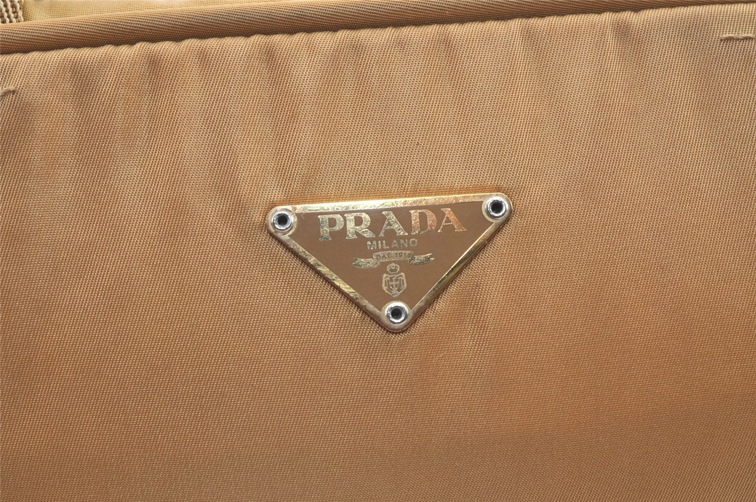 Authentic PRADA Nylon Leather Shoulder Hand Bag Purse Brown Yellow 0697K