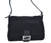 Authentic FENDI Mamma Baguette Shoulder Hand Bag Jersey Leather Black Junk 0698I