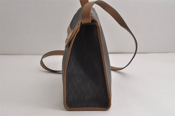 Authentic Christian Dior Honeycomb 2Way Hand Bag PVC Leather Black CD 0698K