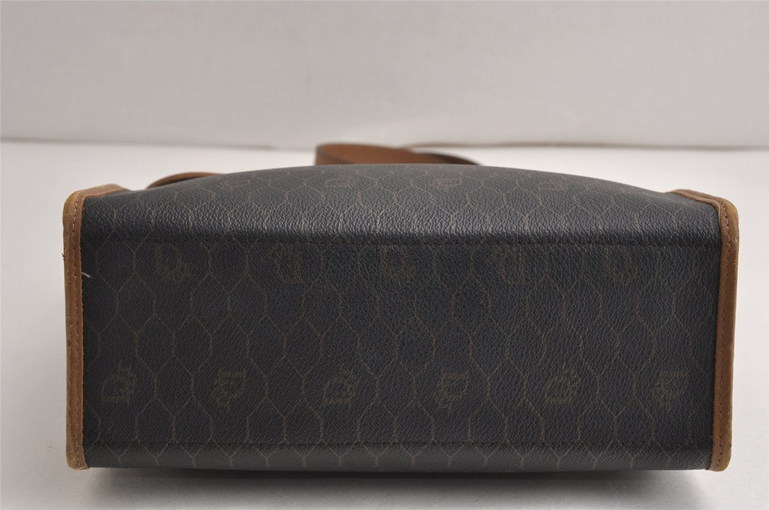Authentic Christian Dior Honeycomb 2Way Hand Bag PVC Leather Black CD 0698K