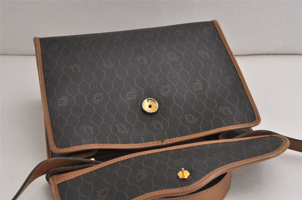 Authentic Christian Dior Honeycomb 2Way Hand Bag PVC Leather Black CD 0698K