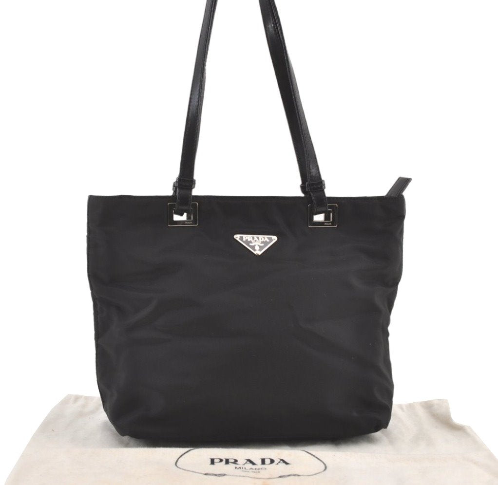 Authentic PRADA Nylon Leather Shoulder Tote Bag Purse Black 0700K