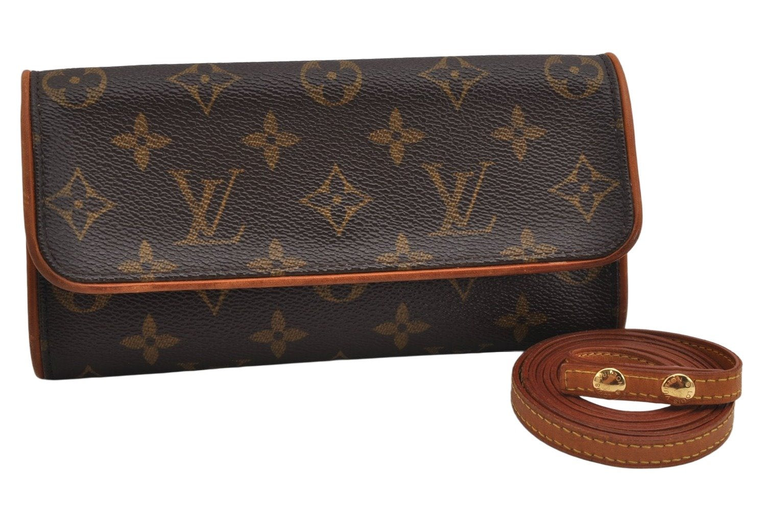Authentic Louis Vuitton Monogram Pochette Twin PM Shoulder Bag M51854 LV 0701K