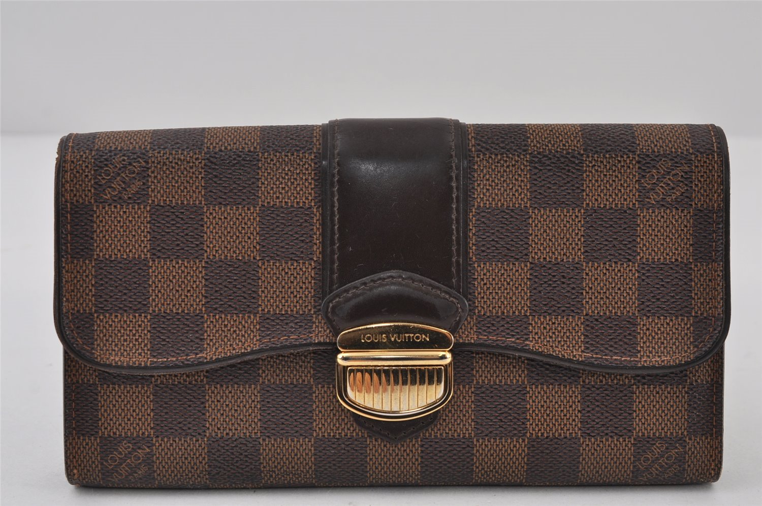 Authentic Louis Vuitton Damier Portefeuille Sistina Purse Wallet N61747 LV 0705J