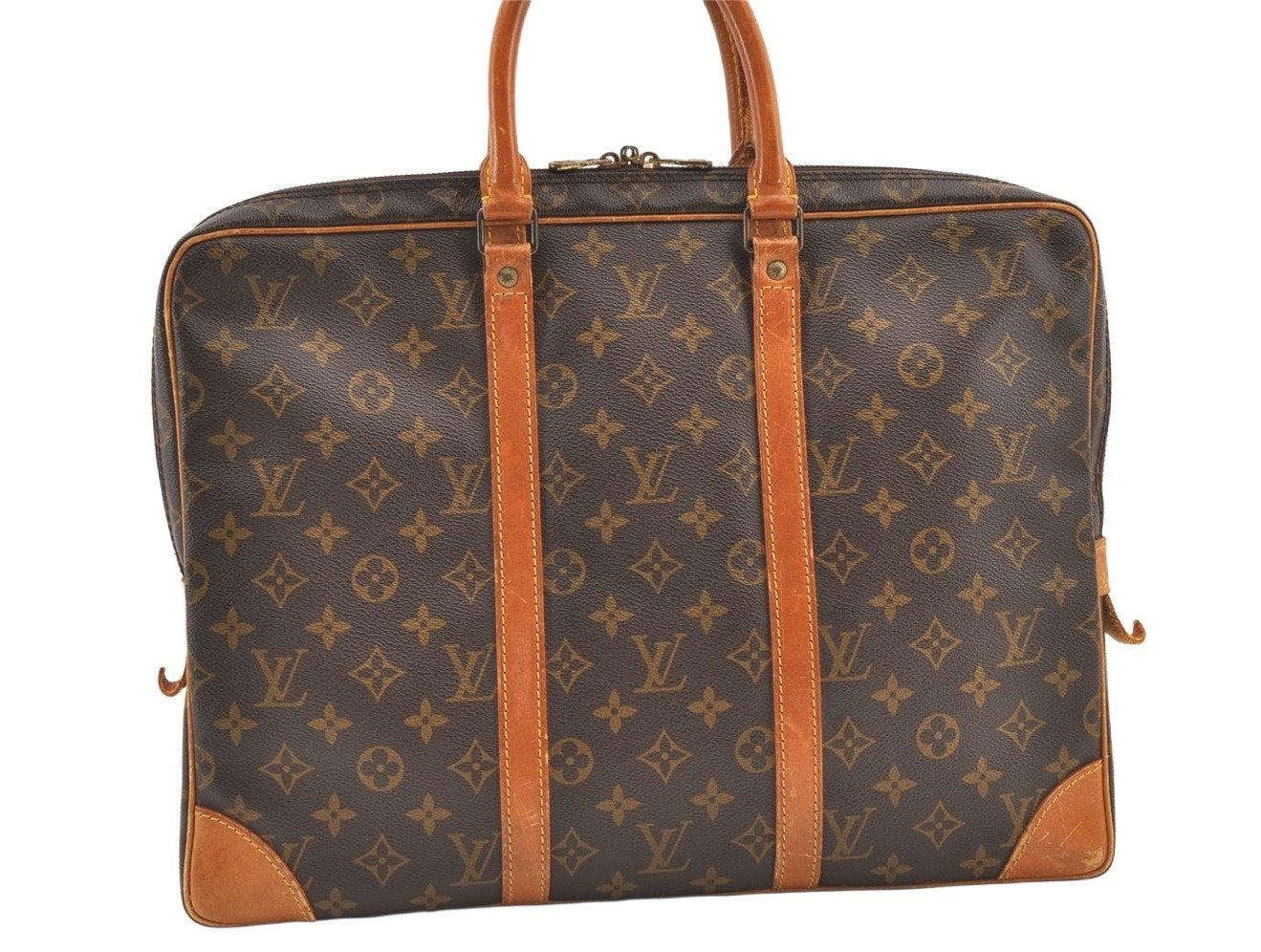 Authentic Louis Vuitton Monogram Porte Documents Voyage M53361 Briefcase 0706K