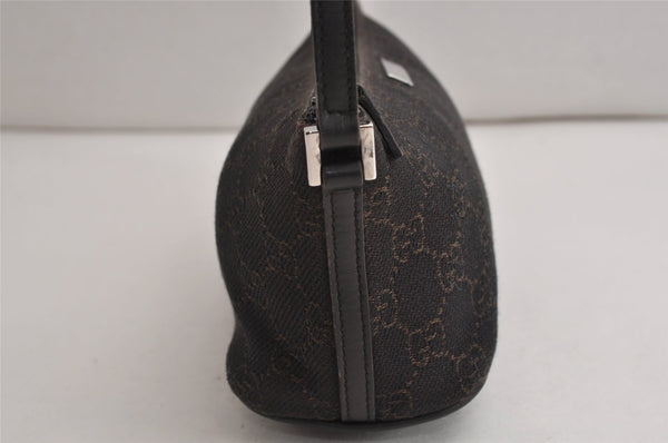 Authentic GUCCI Hand Bag Pouch Purse GG Canvas Leather 07198 Dark Brown 0708K