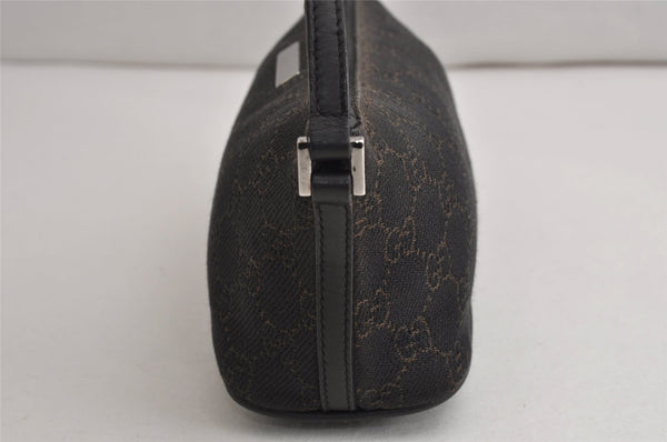 Authentic GUCCI Hand Bag Pouch Purse GG Canvas Leather 07198 Dark Brown 0708K