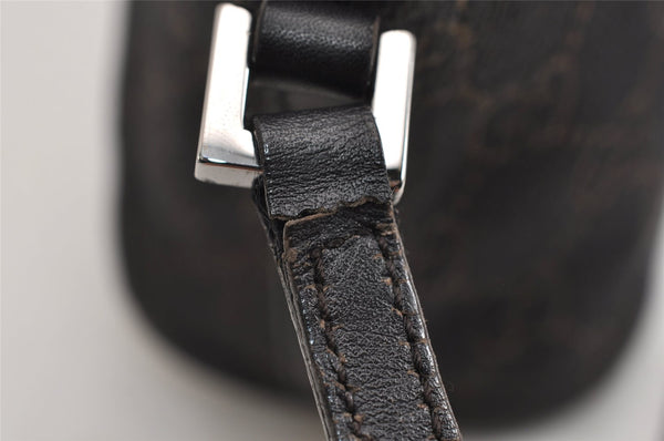 Authentic GUCCI Hand Bag Pouch Purse GG Canvas Leather 07198 Dark Brown 0708K