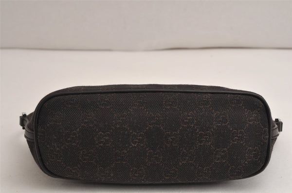 Authentic GUCCI Hand Bag Pouch Purse GG Canvas Leather 07198 Dark Brown 0708K