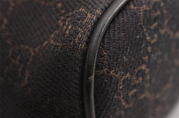 Authentic GUCCI Hand Bag Pouch Purse GG Canvas Leather 07198 Dark Brown 0708K