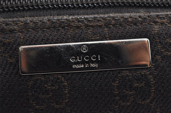 Authentic GUCCI Hand Bag Pouch Purse GG Canvas Leather 07198 Dark Brown 0708K