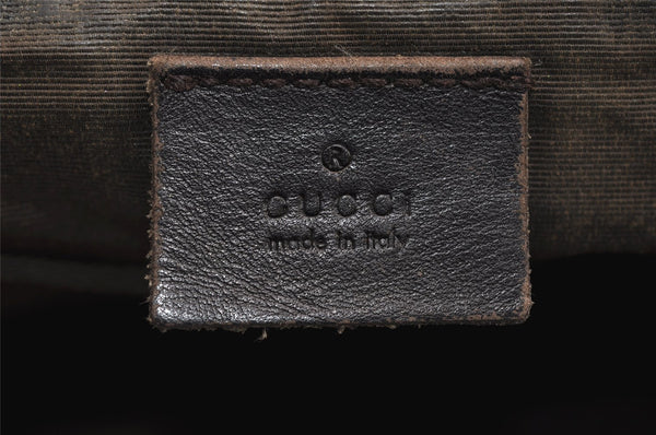 Authentic GUCCI Hand Bag Pouch Purse GG Canvas Leather 07198 Dark Brown 0708K