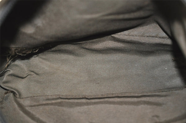 Authentic GUCCI Hand Bag Pouch Purse GG Canvas Leather 07198 Dark Brown 0708K