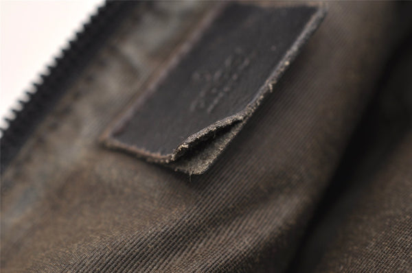 Authentic GUCCI Hand Bag Pouch Purse GG Canvas Leather 07198 Dark Brown 0708K