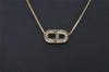 Authentic Christian Dior Gold Tone Rhinestone Chain Pendant Necklace CD 0710J