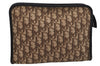Authentic Christian Dior Trotter Clutch Hand Bag Canvas Leather Brown 0711J
