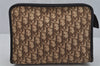 Authentic Christian Dior Trotter Clutch Hand Bag Canvas Leather Brown 0711J