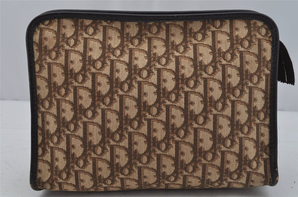 Authentic Christian Dior Trotter Clutch Hand Bag Canvas Leather Brown 0711J
