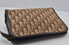 Authentic Christian Dior Trotter Clutch Hand Bag Canvas Leather Brown 0711J