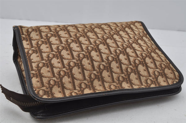 Authentic Christian Dior Trotter Clutch Hand Bag Canvas Leather Brown 0711J