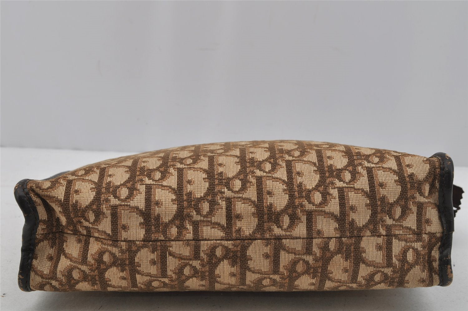 Authentic Christian Dior Trotter Clutch Hand Bag Canvas Leather Brown 0711J