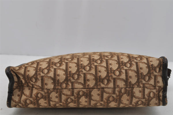 Authentic Christian Dior Trotter Clutch Hand Bag Canvas Leather Brown 0711J