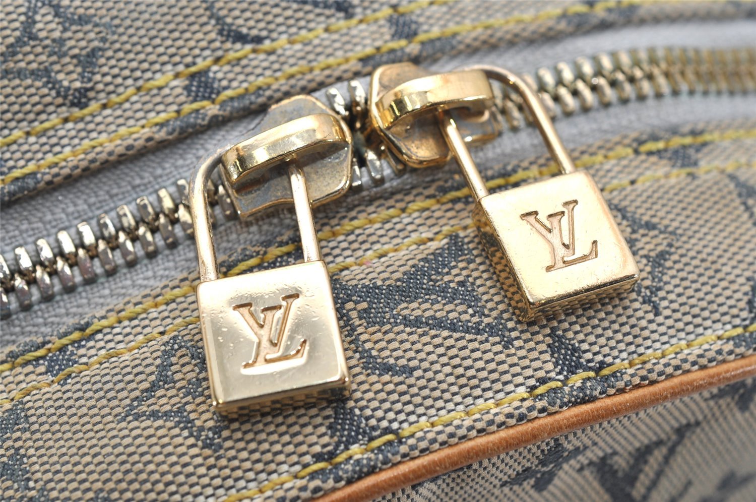 Auth Louis Vuitton Monogram Mini Jeanne GM Shoulder Cross Bag M92000 Blue 0712K