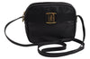 Authentic Salvatore Ferragamo Vara Shoulder Cross Body Bag Leather Black 0717K