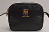 Authentic Salvatore Ferragamo Vara Shoulder Cross Body Bag Leather Black 0717K