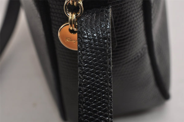 Authentic Salvatore Ferragamo Vara Shoulder Cross Body Bag Leather Black 0717K