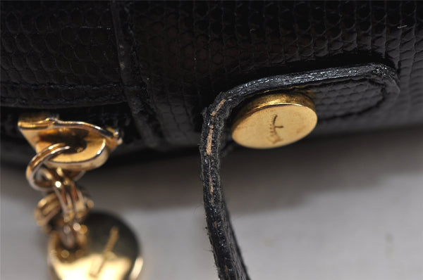Authentic Salvatore Ferragamo Vara Shoulder Cross Body Bag Leather Black 0717K