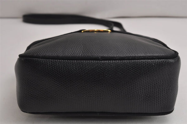 Authentic Salvatore Ferragamo Vara Shoulder Cross Body Bag Leather Black 0717K