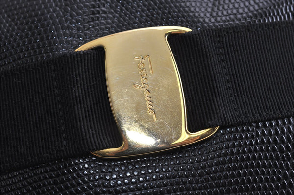Authentic Salvatore Ferragamo Vara Shoulder Cross Body Bag Leather Black 0717K