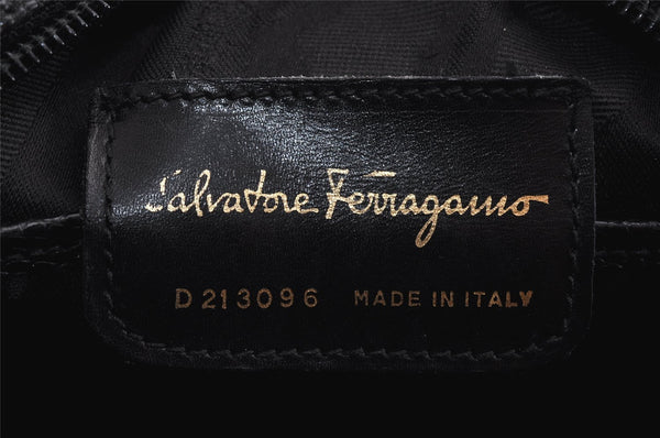 Authentic Salvatore Ferragamo Vara Shoulder Cross Body Bag Leather Black 0717K
