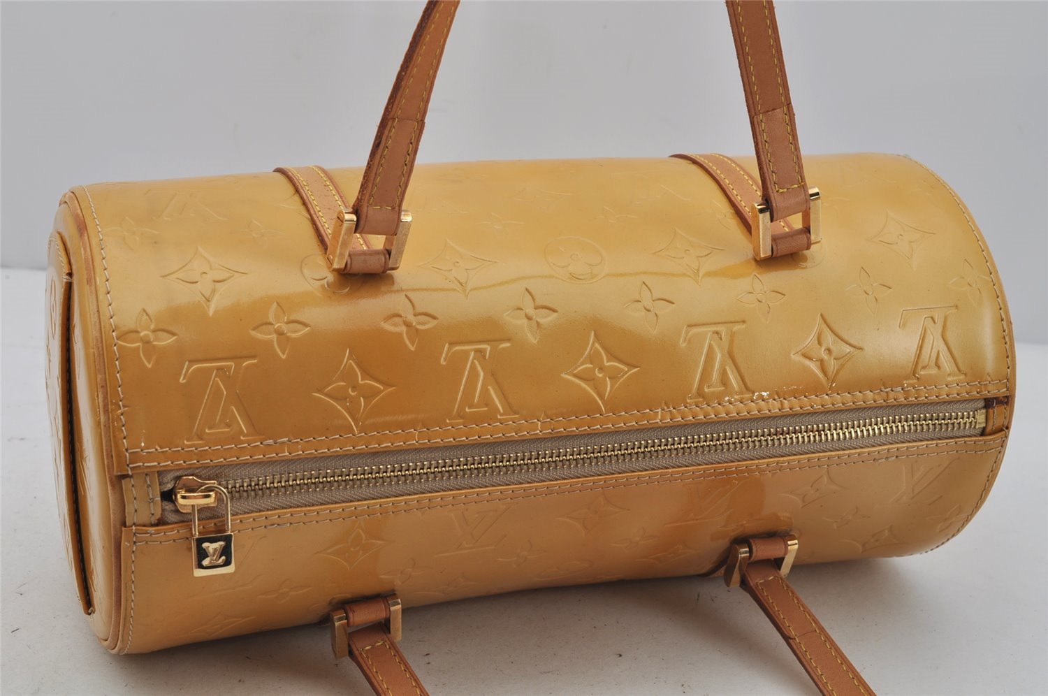 Authentic Louis Vuitton Vernis Bedford Hand Bag Yellow Beige M91006 LV 0718J