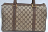 Authentic GUCCI Web Sherry Line Hand Boston Bag GG PVC Leather Brown 0720H