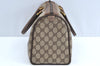 Authentic GUCCI Web Sherry Line Hand Boston Bag GG PVC Leather Brown 0720H