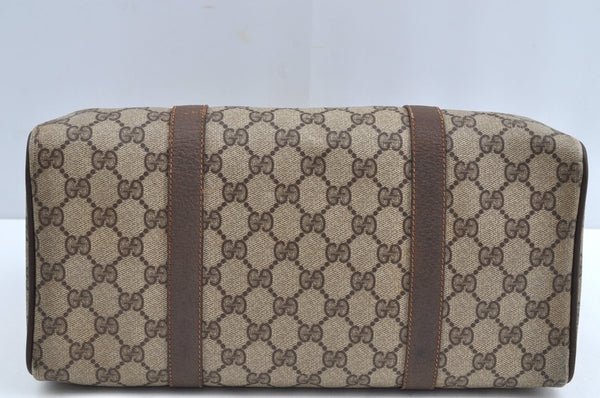 Authentic GUCCI Web Sherry Line Hand Boston Bag GG PVC Leather Brown 0720H