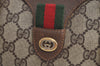 Authentic GUCCI Web Sherry Line Hand Boston Bag GG PVC Leather Brown 0720H