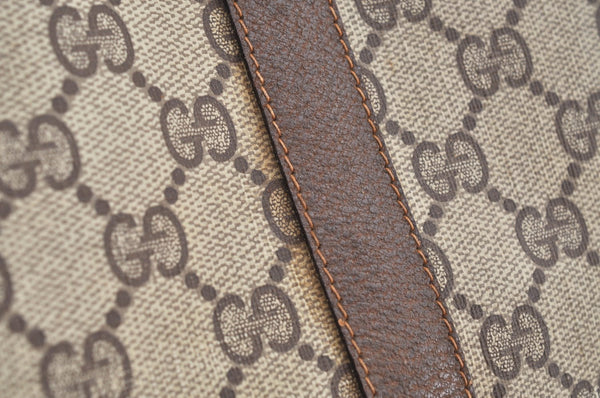 Authentic GUCCI Web Sherry Line Hand Boston Bag GG PVC Leather Brown 0720H