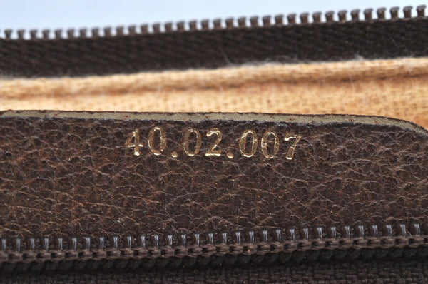 Authentic GUCCI Web Sherry Line Hand Boston Bag GG PVC Leather Brown 0720H
