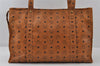 Authentic MCM Visetos Leather Vintage Shoulder Tote Bag Brown  0720J