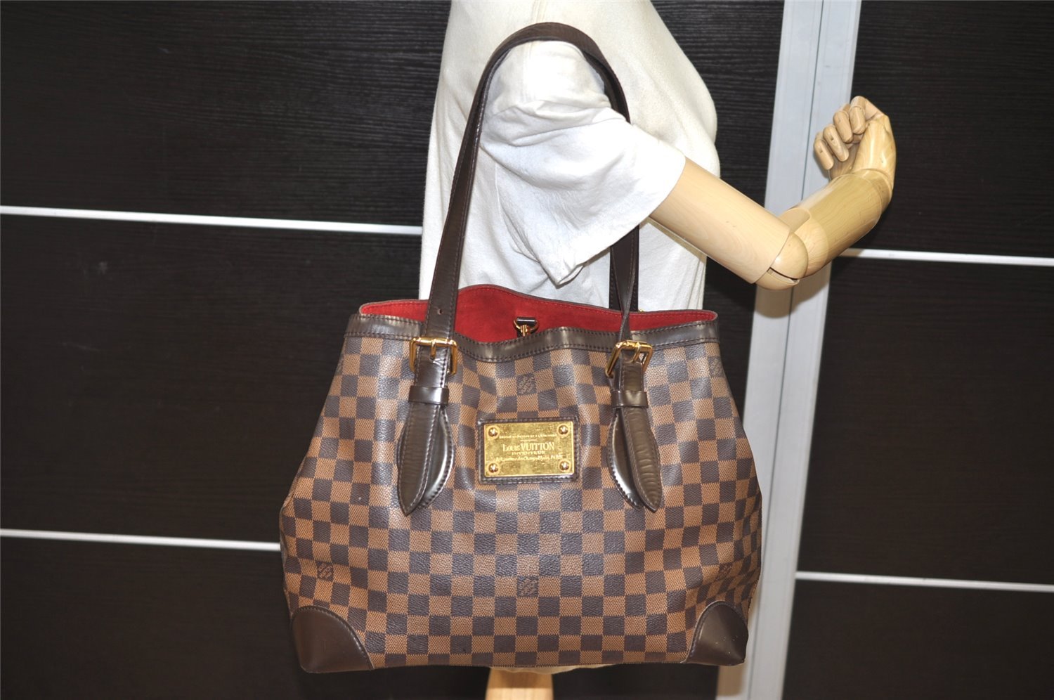 Authentic Louis Vuitton Damier Hampstead MM Shoulder Tote Bag N51204 LV 0720K