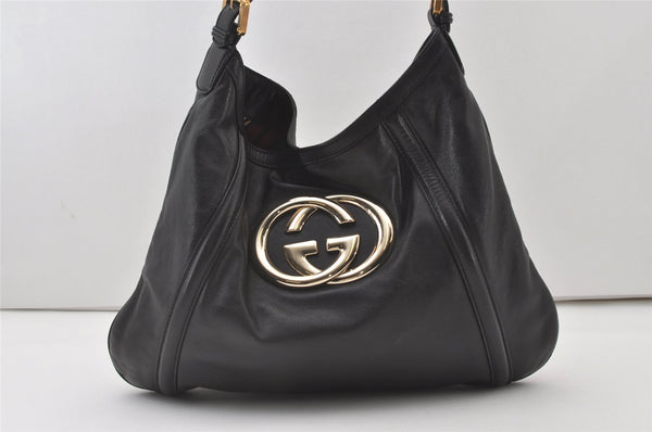 Authentic GUCCI Vintage Britt Shoulder Hand Bag Leather 162740 Black 0721J