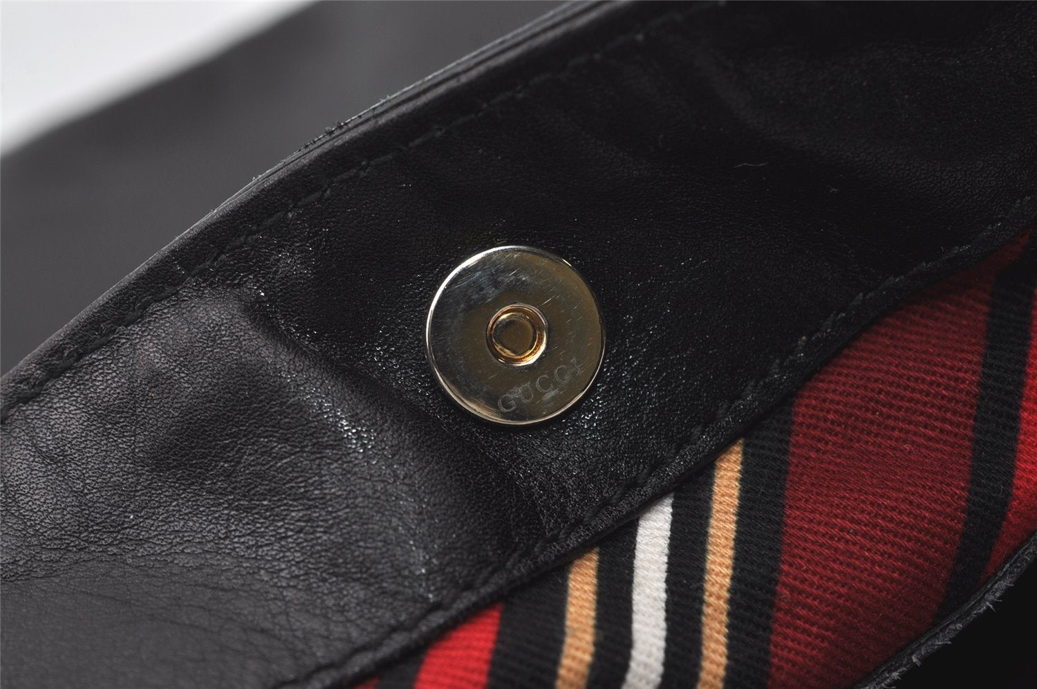 Authentic GUCCI Vintage Britt Shoulder Hand Bag Leather 162740 Black 0721J