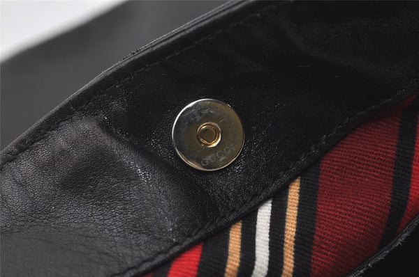 Authentic GUCCI Vintage Britt Shoulder Hand Bag Leather 162740 Black 0721J