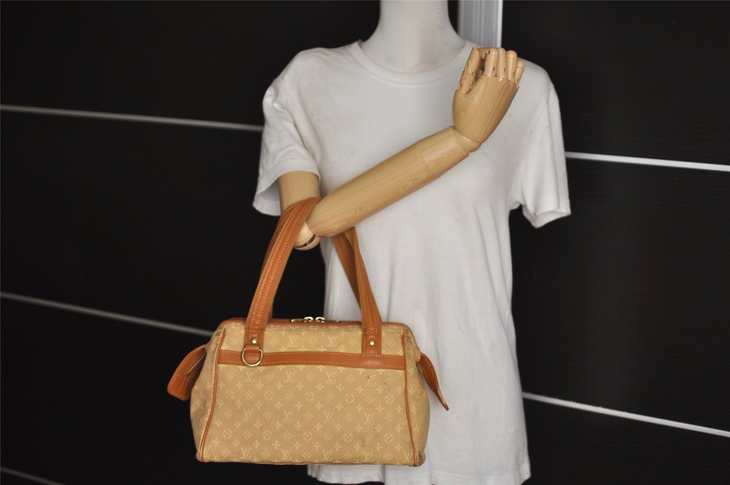 Authentic Louis Vuitton Monogram Mini Josephine PM Hand Bag M92416 Beige 0723J