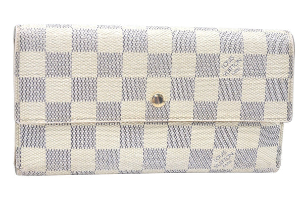 Auth Louis Vuitton Damier Azur Portefeuille International Wallet N61732 LV 0724J